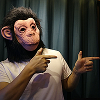 Маска з латексу мавпа Шимпанзе реалістична для вечірок та косплею, Маска для обличчя мавпа Monkey для Хеллоуїна чи вечірки