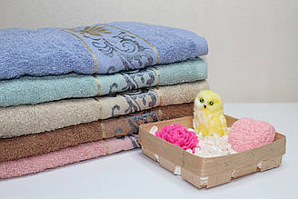 Махрові рушники для обличчя та рук "Золотиста квіточка" | 50х100. Упаковка 5 шт