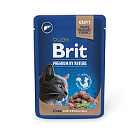 Вологий корм для котів Brit Premium Sterilised pouch печінка - 100 г