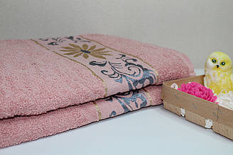 Набір (2 шт) махрових  рушників "Золотиста квіточка" | 50х100 см