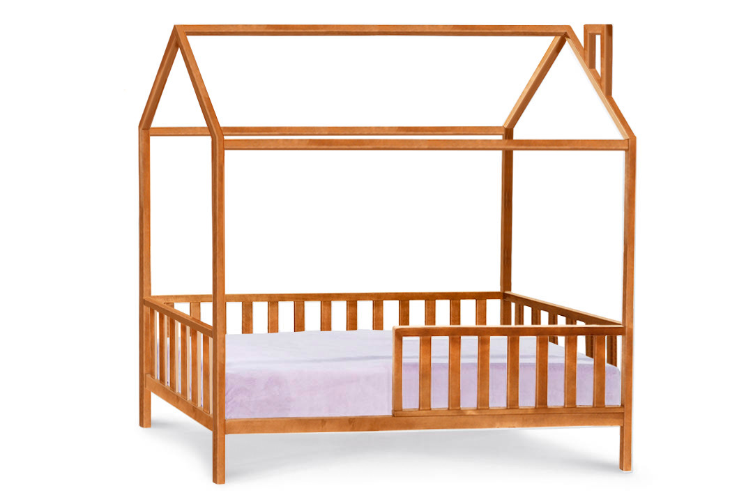 Дитяче дерев'яне ліжко / ліжечко-будиночок ЗЛАТА (Горіх світлий), фото 1