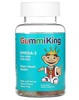 Омега-3 ДГК и ЭПК для детей, вкус клубники апельсина и лимона, Omega-3 DHA + EPA for Kids, GummiKing, 60 жеват