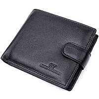 Мужской кошелек среднего размера из натуральной кожи ST Leather Черный Adore Чоловічий гаманець середнього