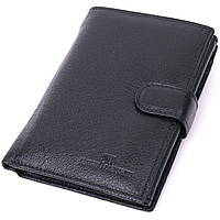 Місткий гаманець чоловічий з блоком під документи з натуральної шкіри ST Leather Чорний BuyIT