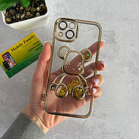 Чохол bearbrick для Iphone 13 gold/ чохол бірбрік айфон 13 золотий переливашка