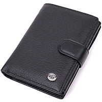 Мужской кошелек из натуральной кожи ST Leather Черный Shopen Чоловічий гаманець з натуральної шкіри ST Leather