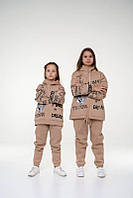 Детский костюм двойка для девочки теплый (трехнитка на флисе)