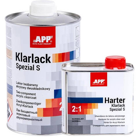 Лак безбарвний акриловий APP 2K HS Acryl Klarlack Spezial + затверджувач (1л+0,5 л), фото 2