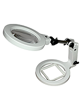 Лупа настільна складана Magnifier MG3B-120C LED, 2X 120 мм + 5X 22 мм, DC-5V 1A