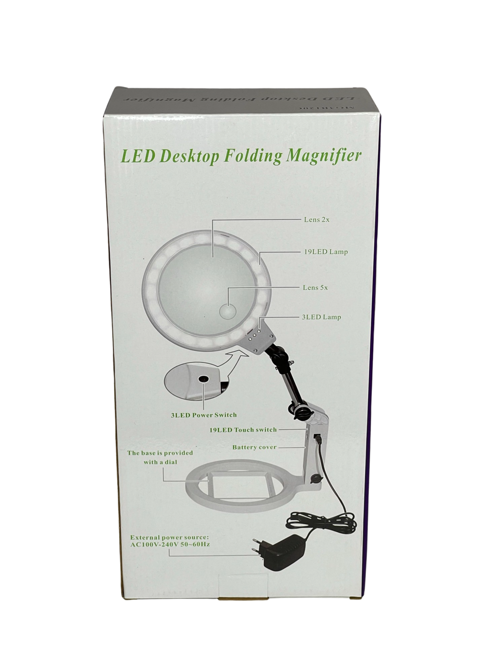 Лупа настольная складная Magnifier MG3B-120C LED, 2X 120мм + 5X 22мм, DC-5V 1A - фото 6 - id-p2083960729