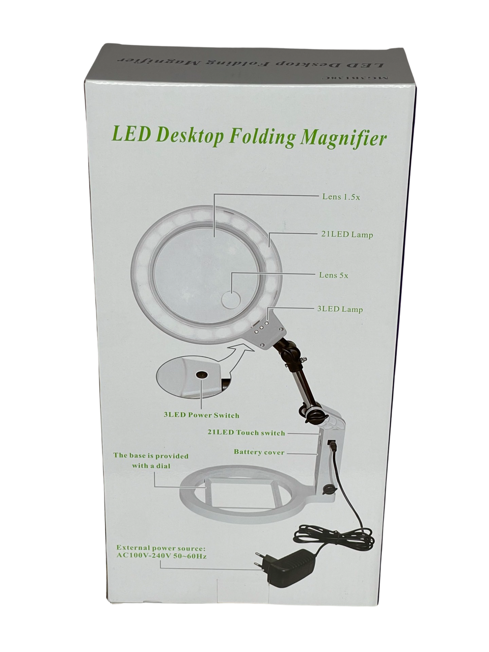 Лупа настольная складная Magnifier MG3B-138C LED, 1.5X 138мм + 5X 25мм, DC-5V 1A - фото 7 - id-p2083962897