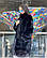 .Шуба-халат норковая натуральная цельный мех  чёрная с капюшоном 100 см., фото 2