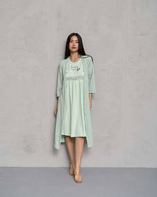 Комплект сорочка та халат для вагітних та годуючих NicolettaГорох розмір S (42-44) Зелений