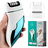 Эпилятор женский аккумуляторный 3в1 с USB, VGR V-731 / Беспроводной электроэпилятор / Депилятор для тела и ног