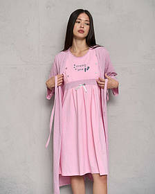 Комплект сорочка та халат для вагітних та годуючих NicolettaГорох розмір S (42-44) Рожевий