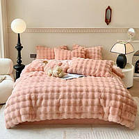 Велюровое постельное белье Евро размера "Шиншилла" розовый цвет