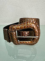 Ремінь пояс жіночий широкий коричневий кроко