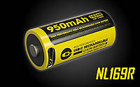 Аккумулятор NITECORE NL169R USB-C CR123A/16340 (950mAh, Li-Ion, Type-C, 2A, 3.6v, 500 циклов, Защита)
