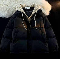 Замшевий пуховик дута куртка (чорний, бежевий, вино) замша + синтепон 250 + підкладка