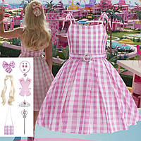 Сукня Барбі з перукою сумкою рукавичками короною та іншими аксесуарами для дівчинки 6T(130) Розовый