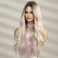 Перука омбре блонд з рожевими пасмами в стилі Барбі 26 дюйм 66 см Блонд