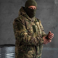 Тактическая куртка мультикам военный бушлат водонепроницаемый с капюшоном на флисовой подкладке L prp