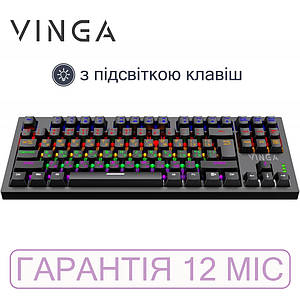 Механічна ігрова клавіатура з підсвіткою Vinga KBGM-110 USB, маленька/компактна без нумпада