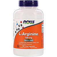 L-Arginine 700мг Now Foods 180 вегетарианских капсул GR, код: 7575198