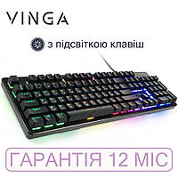 Игровая клавиатура с подсветкой Vinga KBGSM120 USB черная, геймерская светящаяся клава с подсветкой клавиш