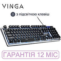 Клавіатура з підсвічуванням Vinga KBG839 USB чорна, світиться клава з підсвічуванням клавіш
