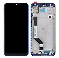 Дисплей (экран) для Xiaomi Redmi Note 7 + тачскрин, черный, с передней панелью синего цвета