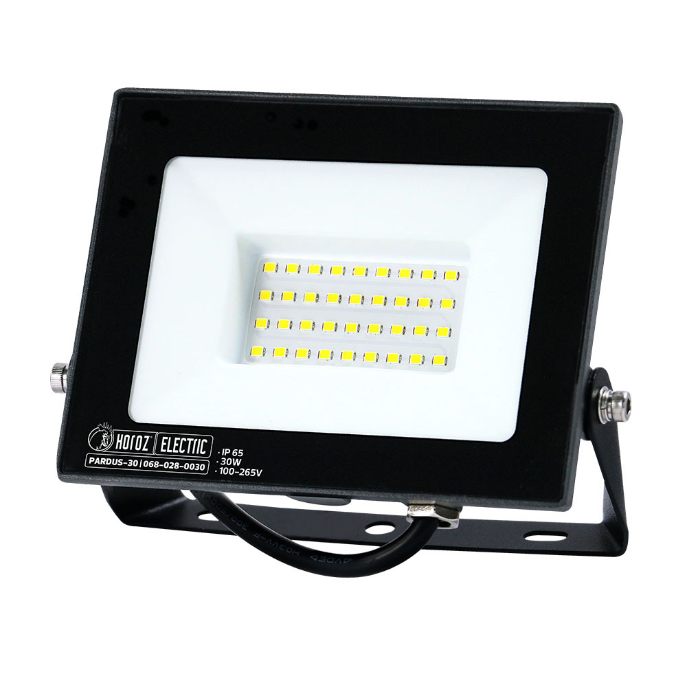 LED прожектор Horoz 30W "PARDUS-30" 6400K 2700 lm IP65 чорний