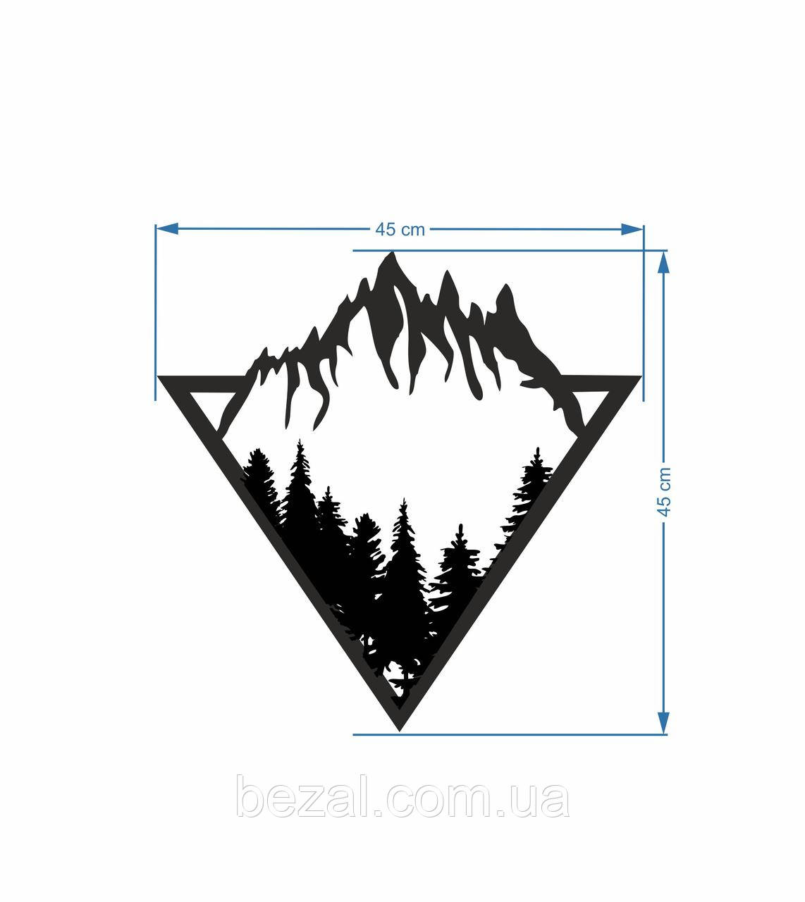 Металеве панно ГОРА (449х449х1,2) , картина артметалл, фото 1