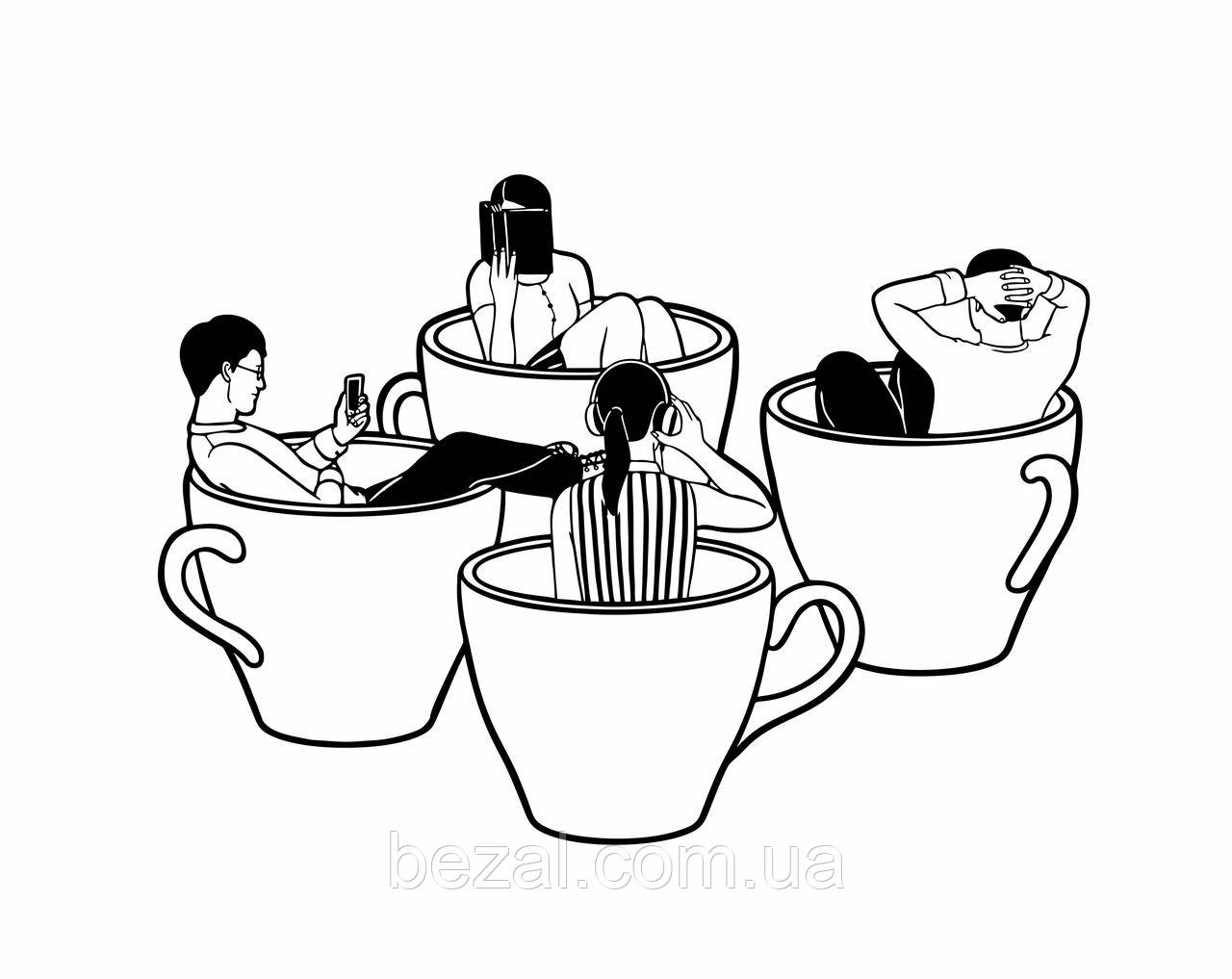 Металеве панно Чашки (1500х1005х1,2mm/59x42x0,05in) , картина артметалл, фото 1