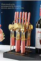 Набор столовых приборов Kitchen Premier Lux на 6 персон мраморный розовый