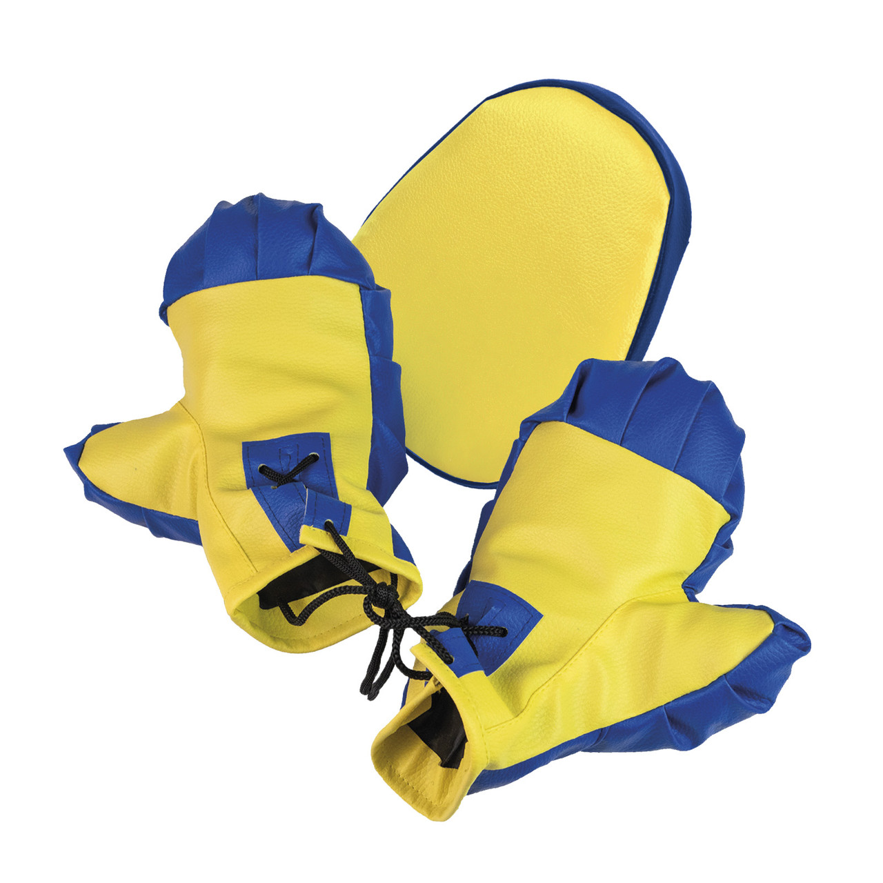 Боксерський набір жовто-чорні  рукавички та лапа  Strateg   (2084)