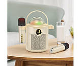 Бездротова колонка — портативна караоке система з 2 мікрофонами HOCO BS59 бежева, фото 3
