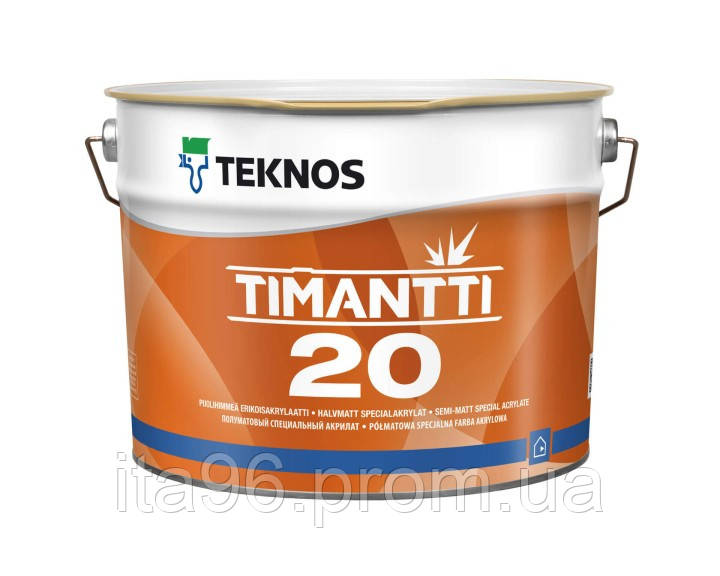 Акрилова фарба для шпалер TEKNOS TIMANTTI 20 (Біла), 2.7 л