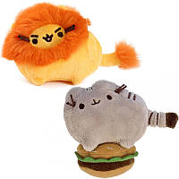 Набор Мягких игрушек 2Life Пушин кэт Лев Оранжевый 10х7 см и Pusheen cat 8х7 см с Гамбургером Серый n-11770