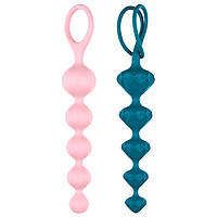 Набір анальних бус Satisfyer Beads Colored, силікон, макс. діаметр 3,3см і 3,5 см