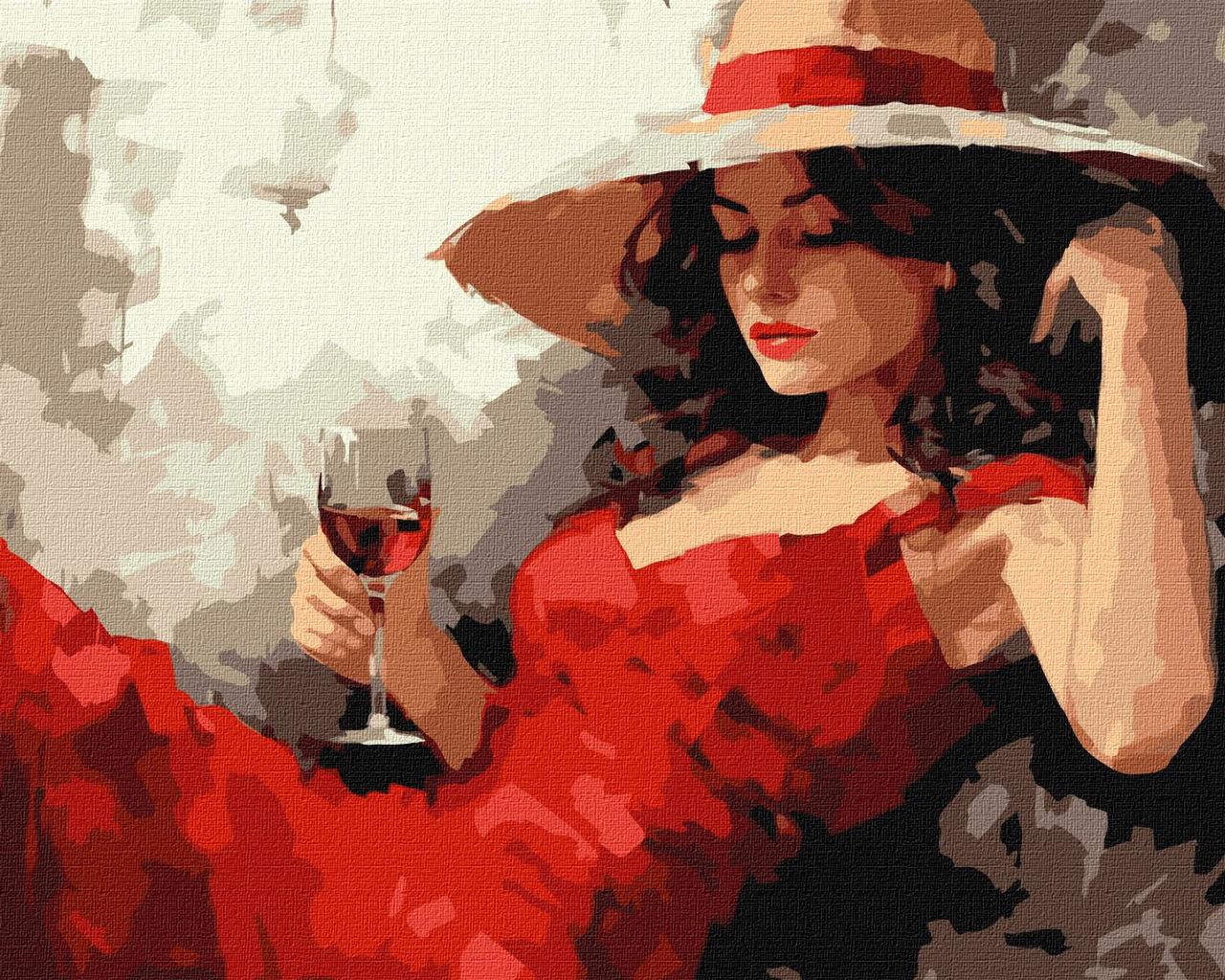 Картина за номерами 40×50 см Дівчина в капелюсі  Ідейка КНО8358, фото 1