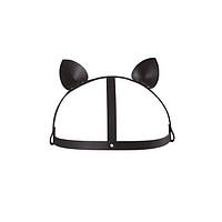 Маска кішечки Bijoux Indiscrets MAZE - Cat Ears Headpiece Black, екошкіра
