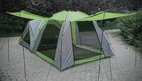 Тандемные палатки Палатка для кемпинга 4-х местная Шатёр-кухня зеленая