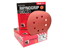 Шлифовальные диски INDASA RHYNOGRIP RED LINE на 8 отверстий (125 мм), Р 100