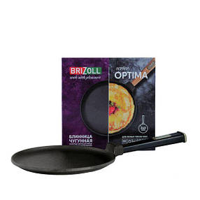 Сковорода для млинців чавунна з ручкою 24 см Brizoll Optima-Black O2415-P1, фото 4