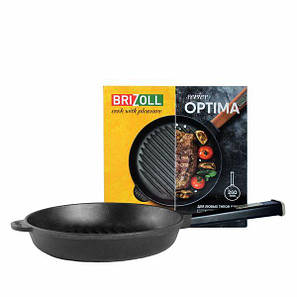 Сковорода чавунна гриль 26 см Brizoll Optima-Black O2640G-P1, фото 3
