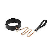Нашийник з повідцем Liebe Seele Black Organosilicon Collar with Leash, екошкіра
