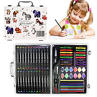 Набор для детского творчества в чемоданчике (водные маркеры, карандаши, краски) 60 шт.
