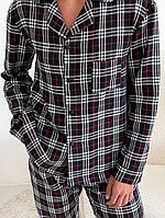 Топ! Пижама для мужчин COSY с фланели (брюки+рубашка) клетка черный/красный/белый