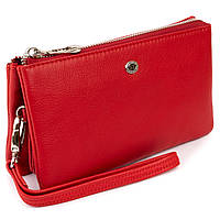Интересный женский кошелек клатч красный кожаный на молнии ST Leather 19251